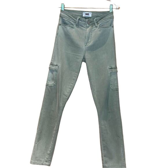 Women's Paige Hoxton Ankle Skinny Cargo Style Jeans Pants Sage Green Size 25 - Picture 1 of 6